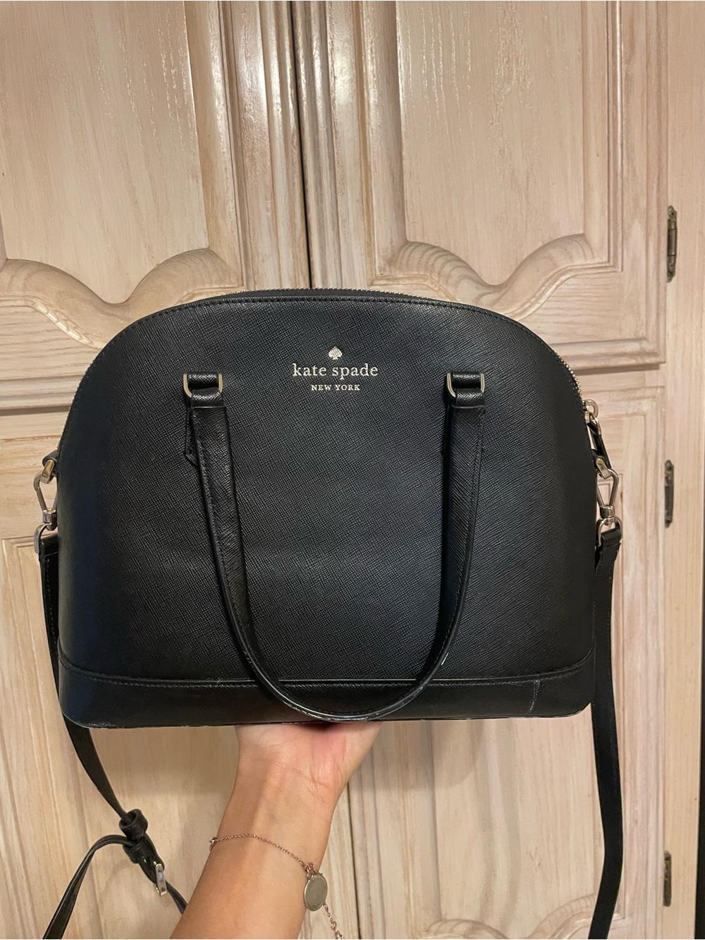 kate spade Black Dome Satchel with Crossbody Strap
